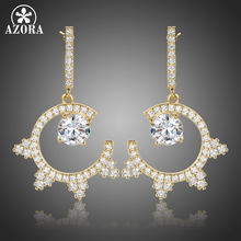 AZORA New Minimalism Open Round Dangle Earrings for Women Girls Wedding Party Luxury Clear Cubic Zircon Fashion Jewelry TE0380 2024 - buy cheap