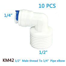 Juntas roscadas do purificador de água, conector externo de 1/4 "para 1/4", acessórios para tubulação, cotovelo rápido, com 10 peças 2024 - compre barato