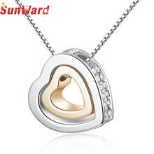 Necklace women 1PC Fashion Double Heart Crystal Rhinestone Eternal Love Silver Necklace double heart necklace db13 p30 2024 - buy cheap