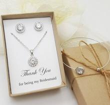 personalize ext wedding bridesmaid Cz crystal necklace earrings and bracelets sets maid of honour Jewelry Set proposal gifts 2024 - buy cheap