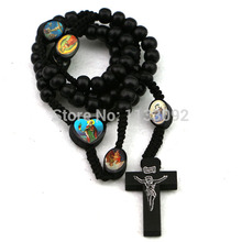 10pcs/lot 3colors Sandalwood beadsRosary Necklace & wood Cross CATHOLIC NECKLACE CRUCIFIX 2024 - buy cheap