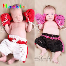 2019 Kids Clothes set Infant Boxing gloves shorts Outfits Crochet Baby Boy Boxer photography props Handmade knitted MZS-15029 2024 - buy cheap