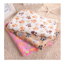 3 Color 40x60cm 76x52cm Cute Floral Pet Dog Sleep Warm Paw Print Towel Cat Puppy Fleece Soft Blanket Beds Mat 2024 - buy cheap