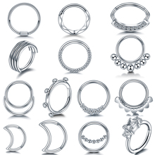 Anillos de acero con bisagras para el tabique de la nariz, joyería para el cuerpo, Gema para la oreja, hélice, cartílago, Tragus, aro, Daith Rook, 1 ud. 2024 - compra barato