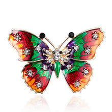 Broches de borboleta com pino esmaltado, broche de borboleta para mulheres e homens, presente perfeito, joia de cristal de strass, broche de insetos 2024 - compre barato