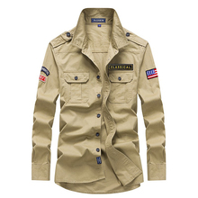 Camisa militar de algodón para hombre, camisa de manga larga, informal, bordada, novedad 2024 - compra barato