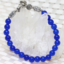 Semi-precious blue chalcedony jades making diy bracelets round 6mm beads weddings gifts high grade jewelry making 7.5inch B1954 2024 - buy cheap