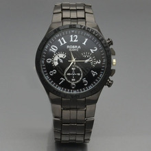 Часы наручные ROSRA Мужские кварцевые, модные брендовые аналоговые спортивные, со стальным браслетом, черные 2024 - купить недорого