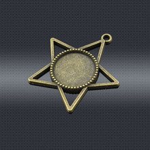 Para adaptarse a 18mm cabujón redondo bronce antiguo Chapado en aleación Estilo Vintage pentagrama colgante en blanco Configuración para hacer joyería 2024 - compra barato