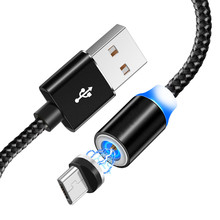 For Samsung A2 Core J4 J6 J7 A50 A7 Huawei HTC LG SONY Android Magnetic Cable Braid LED 2.4A Fast Charging Type C Micro USB Cord 2024 - buy cheap