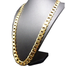 Clássico curb chain amarelo ouro enchido na moda colar masculino jóias sólidas 2024 - compre barato