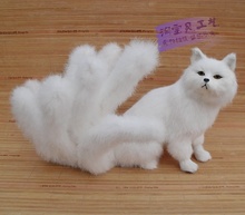 new simulation The nine-tailed fox toy white beautiful resin&fur fox doll gift about 28x26cm 0920 2024 - buy cheap