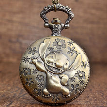Retro Bronze Lilo & Stitch Pocket Watch Pendant Vintage Cute Koala Necklace Watch With Chain Boy Children Gift 2024 - buy cheap