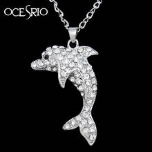 Женское Ожерелье с кристаллом-дельфином OCESRIO, серебряная цепь со стразами в виде животных, аксессуары для nke-m75 2024 - купить недорого