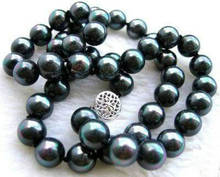 Бесплатная Доставка>> 10 мм черный южной sea shell перл круглый бисер ожерелье 18 "AAA + 2024 - купить недорого