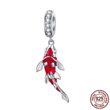 Plata de Ley 925 abalorios de carpas rojas se adaptan a Pandora encanto original mujer pulsera collar joyería regalo fabricación 2024 - compra barato