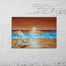 100%Handmade High Quality Art Abstract Landscape Oil Painting On Canvas Handmade Beach Chair Painting For Wall Artworks 2024 - buy cheap