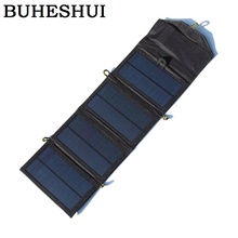 Buheshui carregador de painel solar dobrável 7w, carregador de bateria para iphone/banco de energia móvel de alta qualidade frete grátis 2024 - compre barato