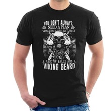 2019 Fashion 100% Cotton Slim Fit Top Shirts For Men Vikings Balls And Beard MenS T-Shirt Neon T Shirts 2024 - buy cheap