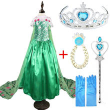 Новое платье Disney с изображением холодного цвета для девочек, косплей Эльзы, Снежной королевы, бриллиантовое платье принцессы Эльзы, вечерние платья для детей, одежда, 2018 2024 - купить недорого