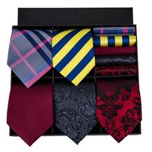 Hi-Tie 2018 Hot Sell Necktie Hanky Cufflinks Set For Men Different Patterns New Fashion Style Ties Gravatas Box Set 2024 - buy cheap
