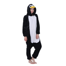 Kigurumi Penguin Black Pajama Adult Animal Onesies for Women Men Couple Winter Pajamas Kegurumi Sleepwear Flannel Pijamas pyjama 2024 - compre barato