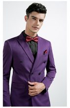 Blazer masculino tamanhos duplos, de alta qualidade, escuro, roxo, lapela de pico, estilo padrinho, ternos (jaqueta + calça + gravata) no: 453 2024 - compre barato