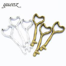 YuenZ-Colgante de Metal con forma de corazón para fabricación de joyas, 5 piezas, Color plata antigua, 51x18mm, O261 2024 - compra barato