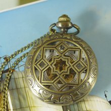 2012 Free shipping hot sale wholesale ladies mens New Antique Mechanical Pocket Watch Necklace bronze window flower wp330 2024 - buy cheap