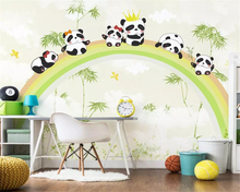 Beibehand-papel de parede 3d personalizado, plano de fundo, mural, arco-íris, floresta, panda, foto, papel de parede, mural 3d 2024 - compre barato