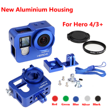 Accesorios para cámara Go pro Hero 4 3 +, carcasa de Metal de aluminio, carcasa protectora de aleación + filtro UV para Gopro 4 hero4,hero3 + 2024 - compra barato