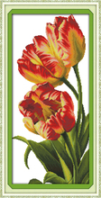 Оптовая продажа тюльпановых цветов, Набор для вышивки крестиком 11CT, точная напечатанная вышивка, сделай сам, игла ручной работы, настенный Декор для дома 2024 - купить недорого