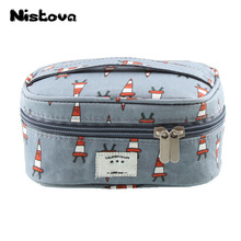 Cute Waterproof Cosmetic Bag Girl's Canvas Mini Pouch Travel  Bedroom Wash Makeup Tools Organizer Case Box Accessories Supplies 2024 - buy cheap