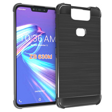 Capa de fibra de carbono para asus zenfone 6 2019 zs630kl, capa macia de tpu com design de fibra de carbono anti-risco 2024 - compre barato