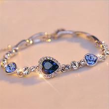 1 pc Ocean Heart Bangle Bracelet Gift New Fashion Women Ocean Blue Crystal Rhinestone fine Korean jewelry Women's Gift Wholesale 2024 - buy cheap