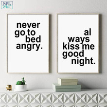 SPLSPL Always Kiss Me Goodnight!Nordic Style Kids Decoration Quote Posters and Prints Couple Love Wall Art Canvas Oil Painting 2024 - buy cheap