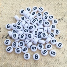 Wholesale 4*7mm Acrylic Letter G Beads Fashion Flat Round Shape Acrylic White Letter Beads Jewelry Acrylic Initial Alphabet Bead 2024 - buy cheap