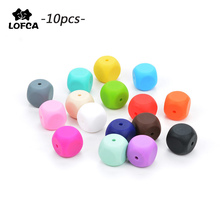 LOFCA 10pcs Silicone Dice Beads Baby Teethers Food Grade Baby Teething Toy BPA Free Pacifier Clip Chew Jewelry Necklace Silicone 2024 - buy cheap