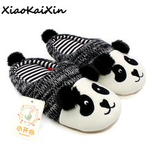XiaoKaiXin Winter Warm Lovely Animal Panda Slippers Home for Men&Women&Children Knitted Cotton Rubber Indoor NonSlip House Shoes 2024 - buy cheap