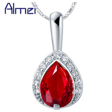 Almei Heart Red Blue Purple Crystal Necklace For Women Halskette Silver Suspension Pendant With Stone Jewelry Bijouterie N880 2024 - buy cheap