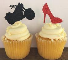 glitter Wheels or Heels Gender Reveal cupcake toppers birthday baby shower baptism doughnut food treats picks partytoothpicks 2024 - buy cheap