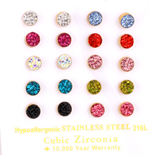 LUXUKISSKIDS Fashion Stainless Steel Earrings Colorful CZ Mixing White Dirt Stud Earring kolczyki oorbellen 2024 - buy cheap