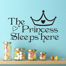 Princess crown sleeps here Wall Decal Wall Lettering Art Words Vinyl Wall Sticker children  room Home Decor Decoration stickers 2024 - buy cheap