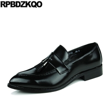 Mocasines de piel de serpiente con punta puntiaguda para hombre, zapatos de vestir de charol negro, borla, serpiente, pitón, cocodrilo de boda 2024 - compra barato