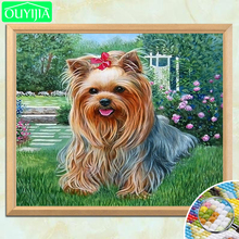 Ouyijia longhvestido de cachorro 5d diy pintura de diamantes quadrados completa pintura de mosaico bordado de diamantes à venda 2024 - compre barato