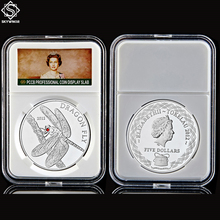 Réplica de Tokelau, Animal, dragón, Fly, Elizabeth II, moneda de recuerdo de plata con soporte PCCB, 2012 2024 - compra barato