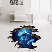 Calcomanías 3d de delfín de mar para decoración del hogar, adhesivos creativos de Pvc para pared de dormitorio y sala de estar, arte Mural 2024 - compra barato