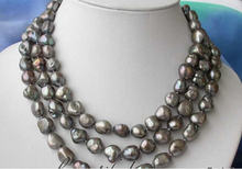 3row 12mm gray baroque freshwater pearl necklace shell Factory Wholesale price Women Gift word Jewelry 2024 - buy cheap
