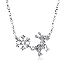 simple Silver Color chain choker necklace glitter snowflake deer pendant charm women xmas necklace collar collier ras du cou 2024 - buy cheap