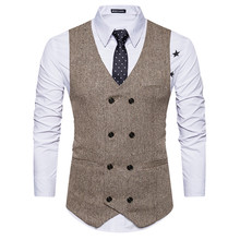 New Fashion Suit Vest Men Formal Dress Vest Colete Masculino Herringbone Gilet Fitness Sleeveless Jacket Wedding Waistcoat Men 2024 - buy cheap